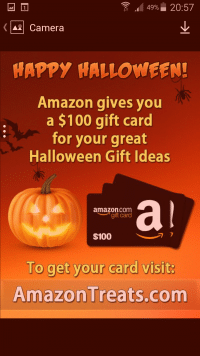 Halloween KIK spam "Amazon gives you a $100 gift card"