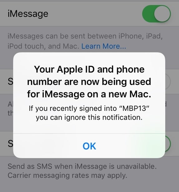 User iPhone notification saying that  someone has logged into the user's iCloud account
